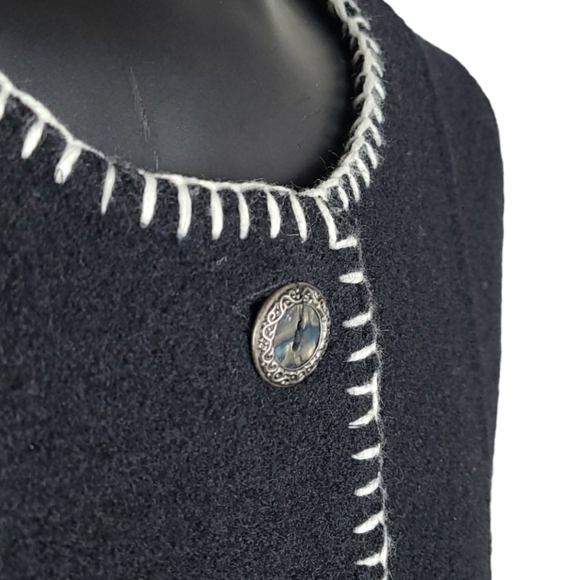 CONTEMPORAINE Petite Blazer Jacket Black White Wool Size Medium - Picture 4 of 8